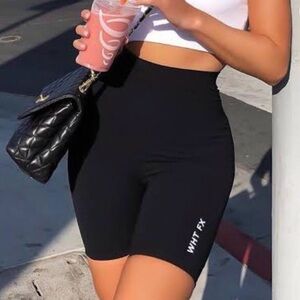 NWT S White Fox Boutique Black Bike Shorts unisex high waisted stretch spandex